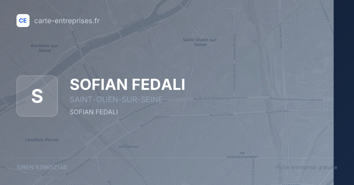 SOFIAN FEDALI — 839652146 — fiche entreprise