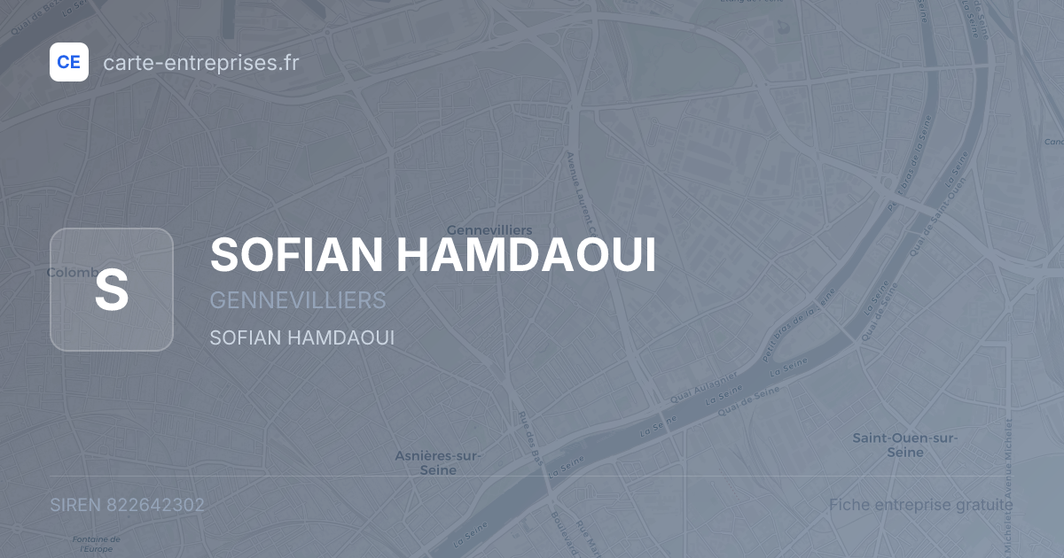 SOFIAN HAMDAOUI — 822642302 — fiche entreprise