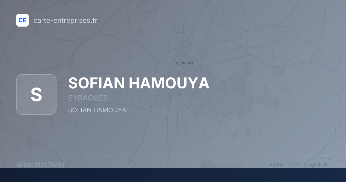 SOFIAN HAMOUYA — 818375255 — fiche entreprise