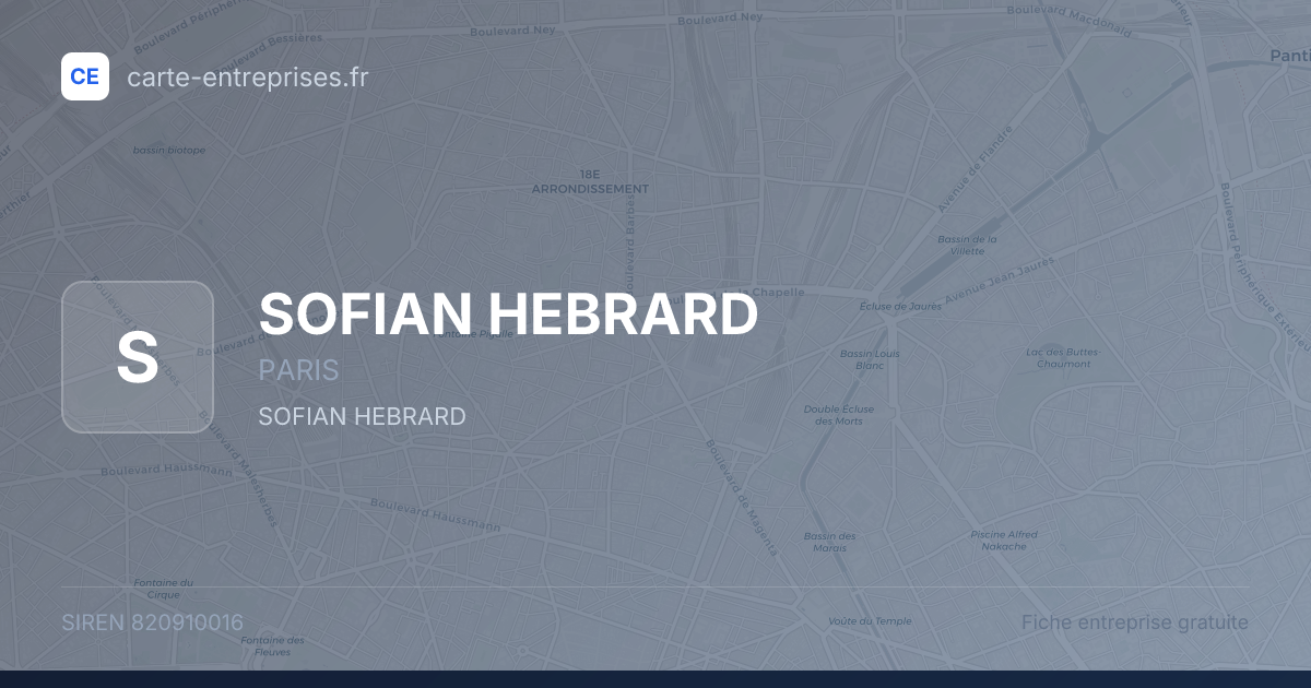 SOFIAN HEBRARD — 820910016 — fiche entreprise