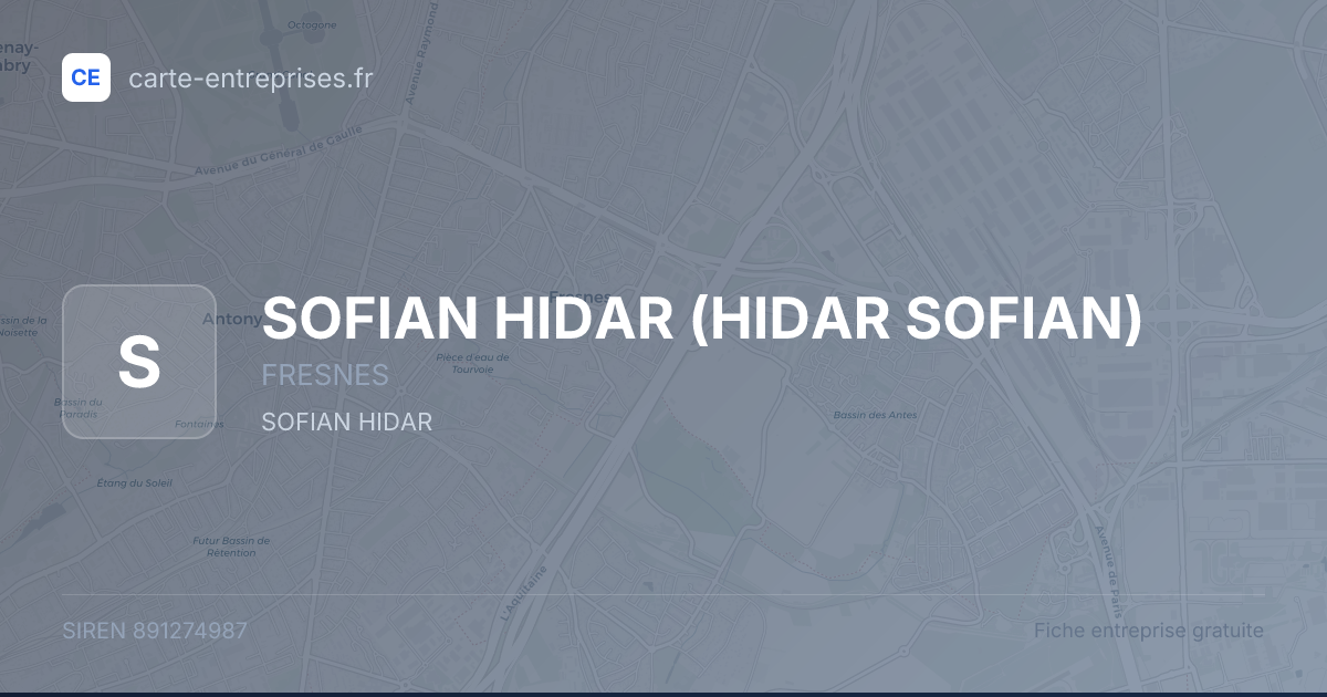 SOFIAN HIDAR (HIDAR SOFIAN) — 891274987 — fiche entreprise