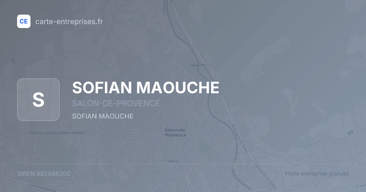 SOFIAN MAOUCHE — 982986200 — fiche entreprise