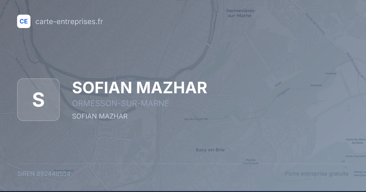 SOFIAN MAZHAR — 892449554 — fiche entreprise