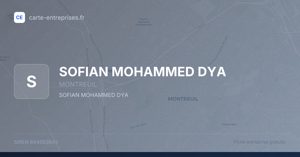 SOFIAN MOHAMMED DYA — 844563643 — fiche entreprise