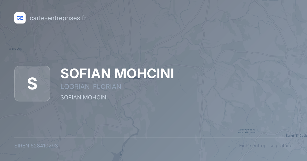 SOFIAN MOHCINI — 528410293 — fiche entreprise