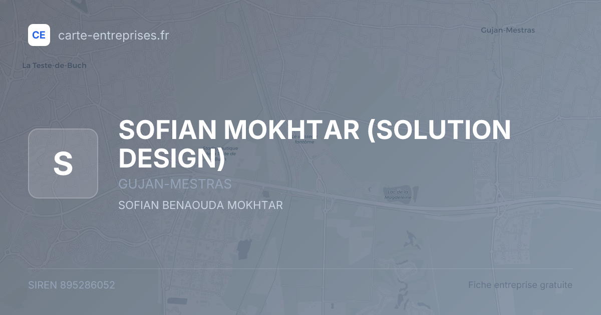 SOFIAN MOKHTAR (SOLUTION DESIGN) — 895286052 — fiche entreprise