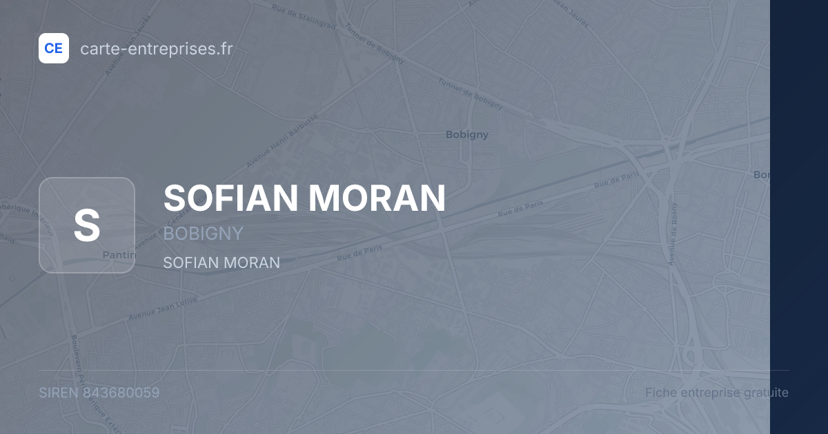 SOFIAN MORAN — 843680059 — fiche entreprise
