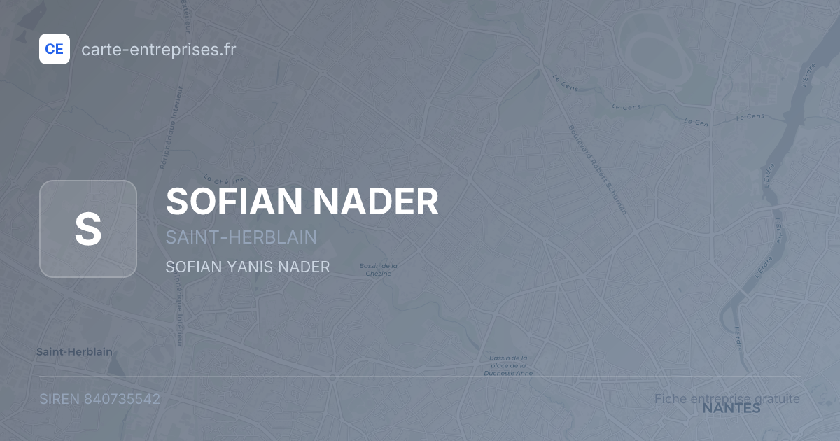 SOFIAN NADER — 840735542 — fiche entreprise