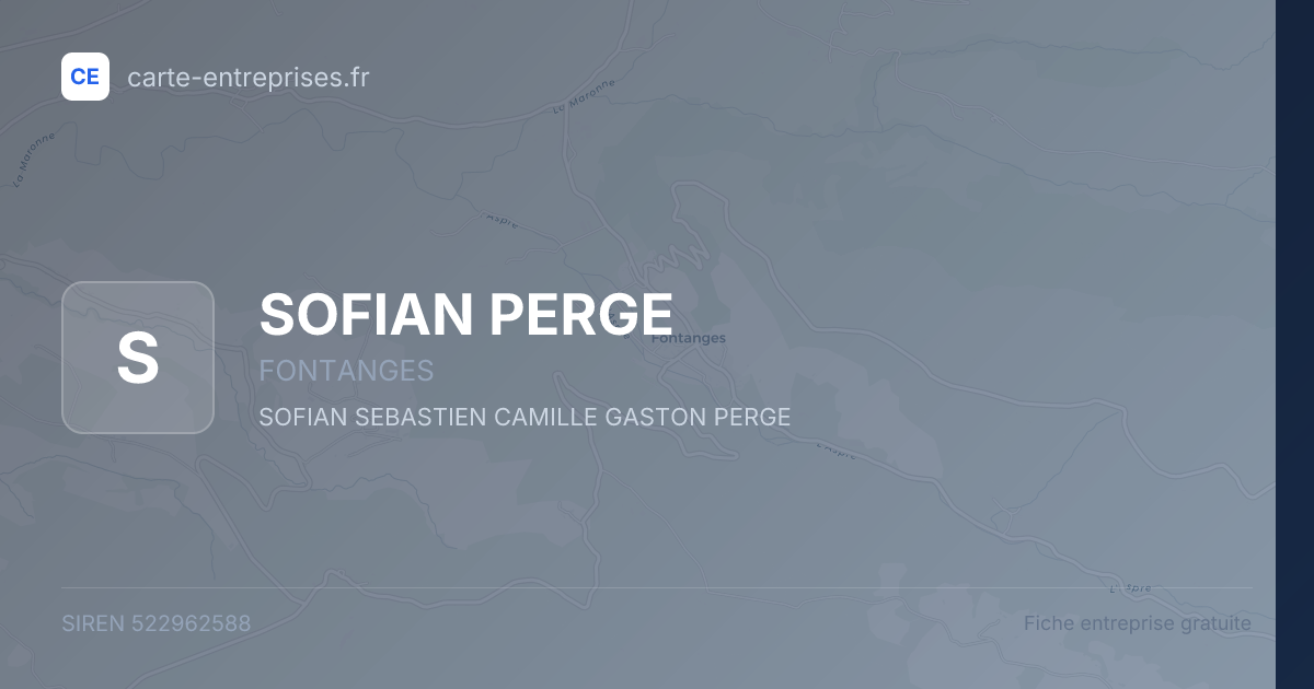 SOFIAN PERGE — 522962588 — fiche entreprise