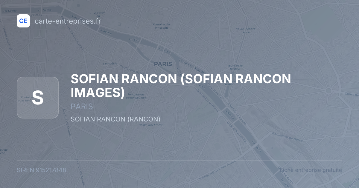SOFIAN RANCON (SOFIAN RANCON IMAGES) — 915217848 — fiche entreprise