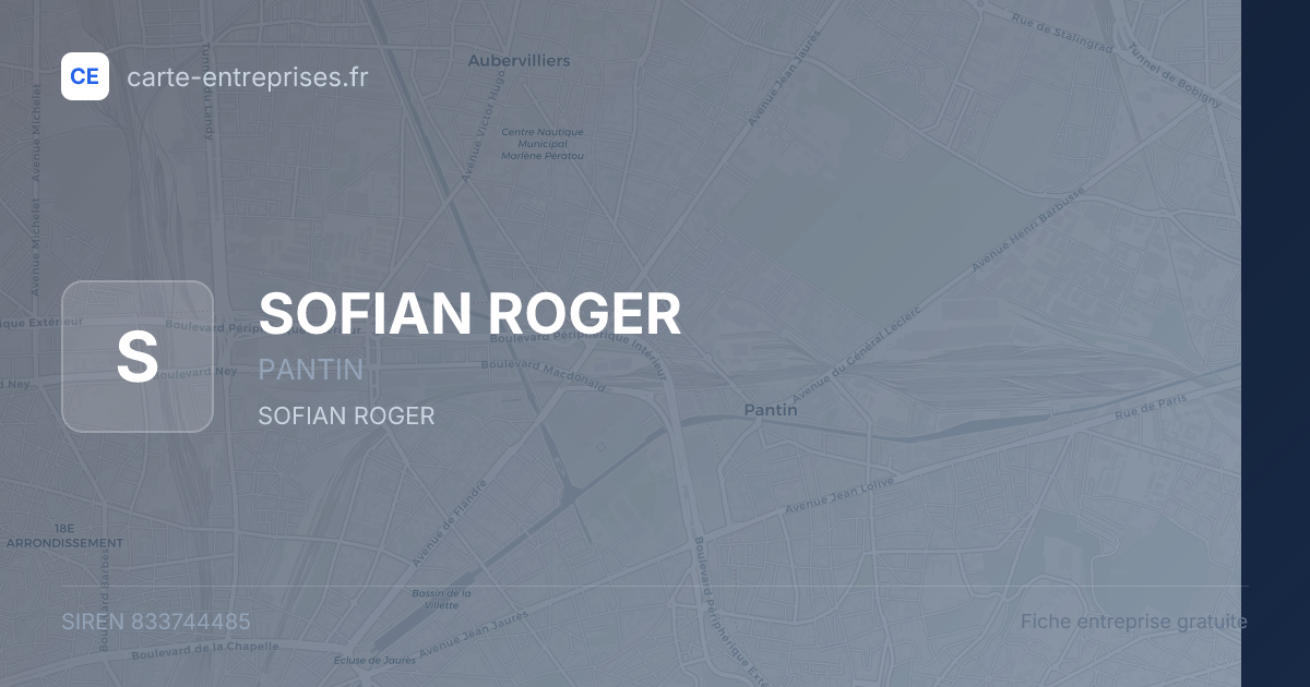 SOFIAN ROGER — 833744485 — fiche entreprise