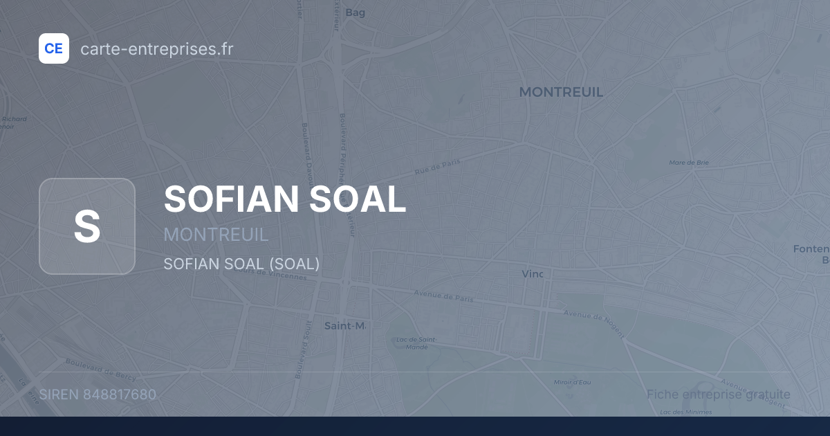 SOFIAN SOAL — 848817680 — fiche entreprise