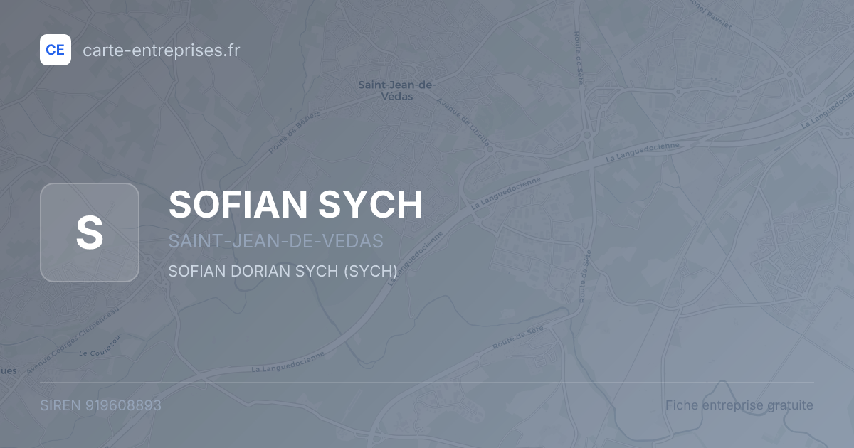 SOFIAN SYCH — 919608893 — fiche entreprise