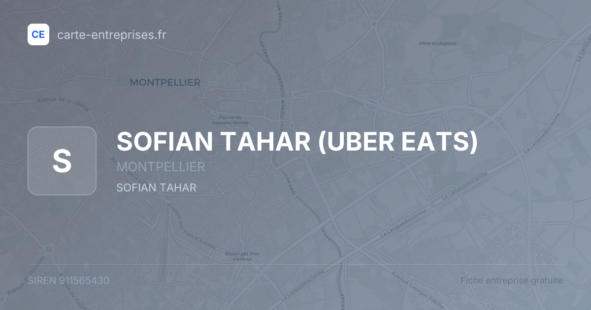SOFIAN TAHAR (UBER EATS) — 911565430 — fiche entreprise