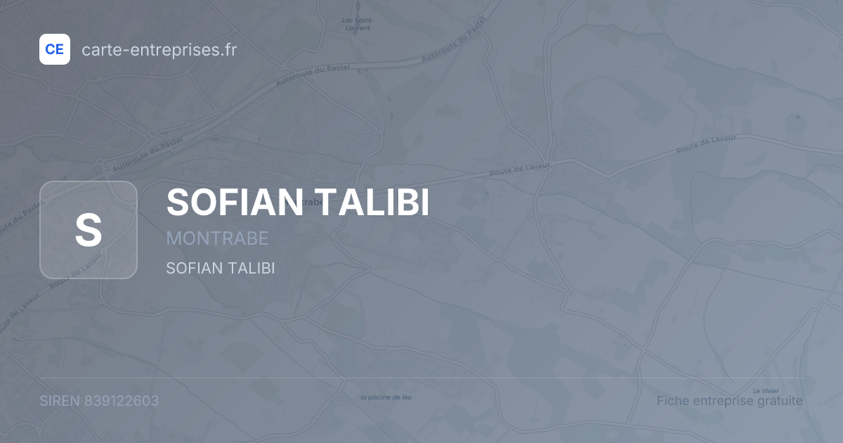 SOFIAN TALIBI — 839122603 — fiche entreprise