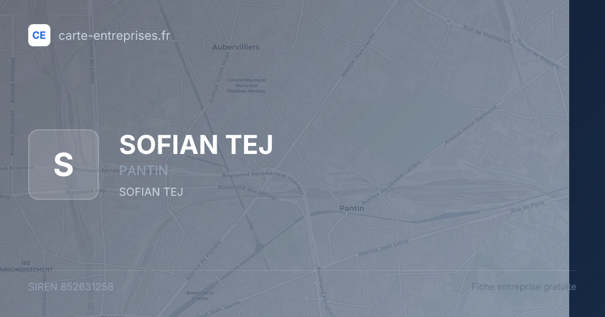 SOFIAN TEJ — 852631258 — fiche entreprise
