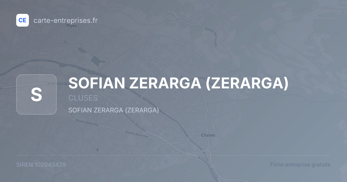 SOFIAN ZERARGA (ZERARGA) — 102043429 — fiche entreprise
