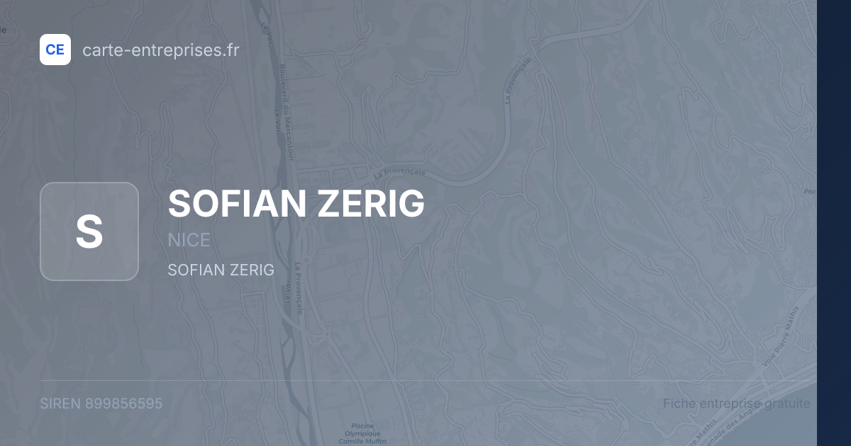 SOFIAN ZERIG — 899856595 — fiche entreprise
