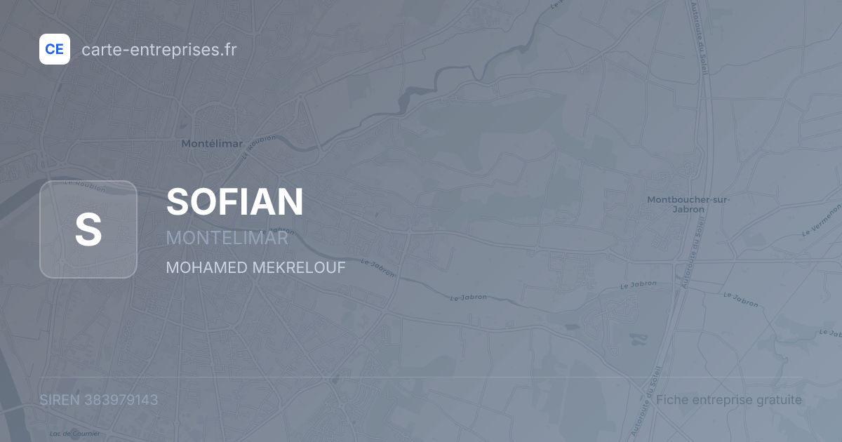 SOFIAN — 383979143 — fiche entreprise