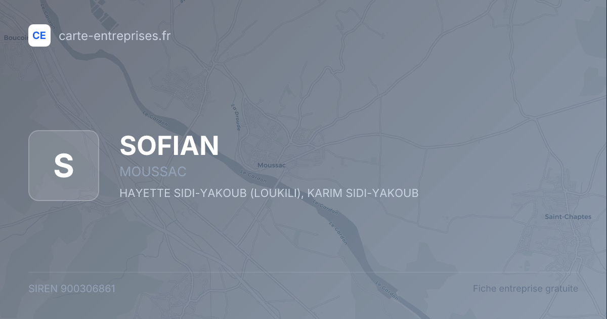 SOFIAN — 900306861 — fiche entreprise