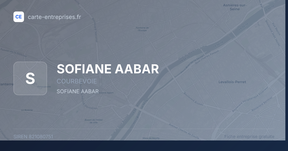 SOFIANE AABAR — 821080751 — fiche entreprise