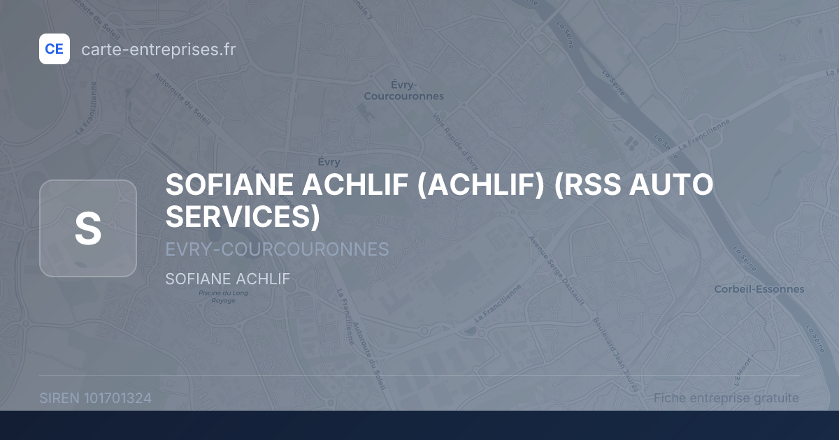 SOFIANE ACHLIF (ACHLIF) (RSS AUTO SERVICES) — 101701324 — fiche entreprise
