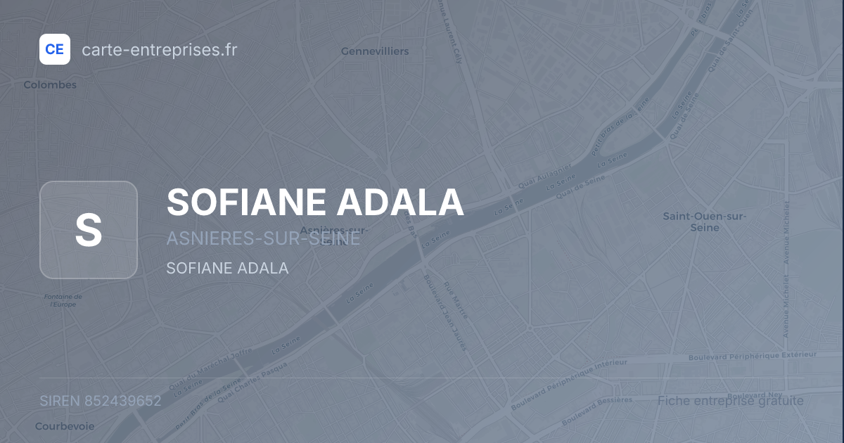 SOFIANE ADALA — 852439652 — fiche entreprise