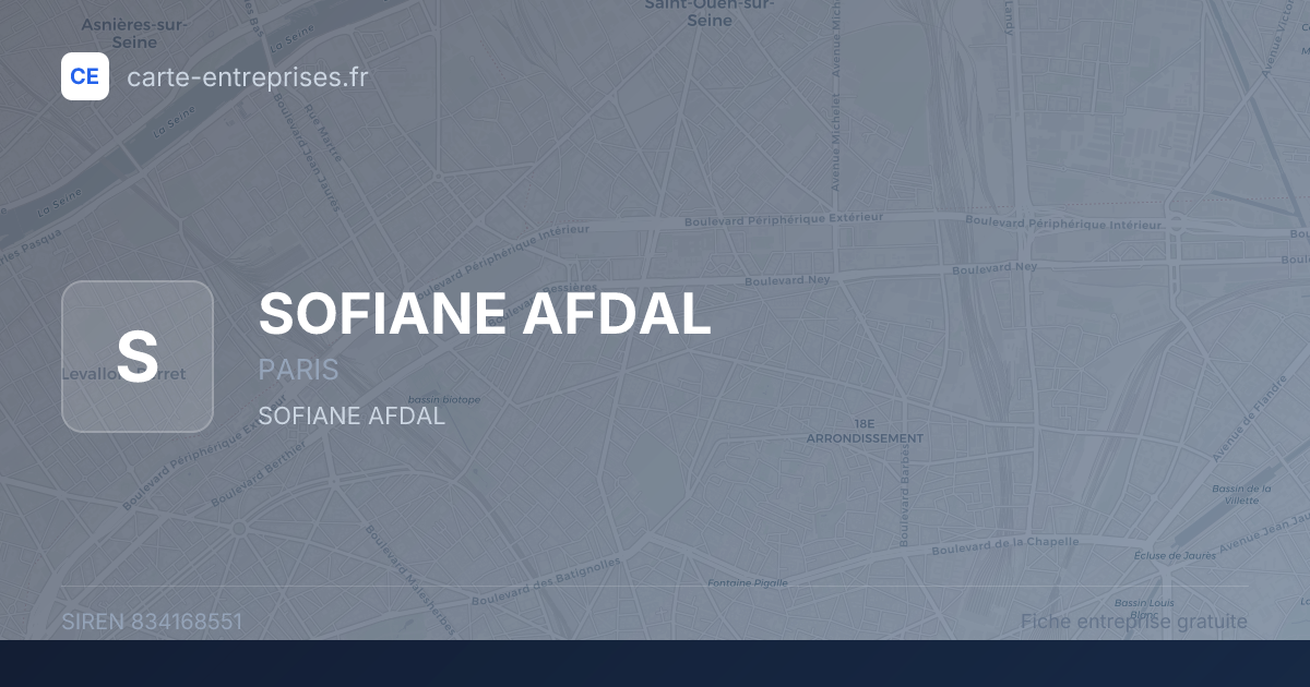 SOFIANE AFDAL — 834168551 — fiche entreprise
