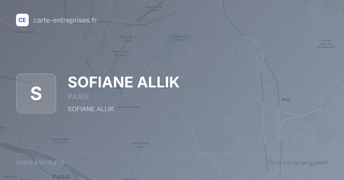 SOFIANE ALLIK — 830110433 — fiche entreprise