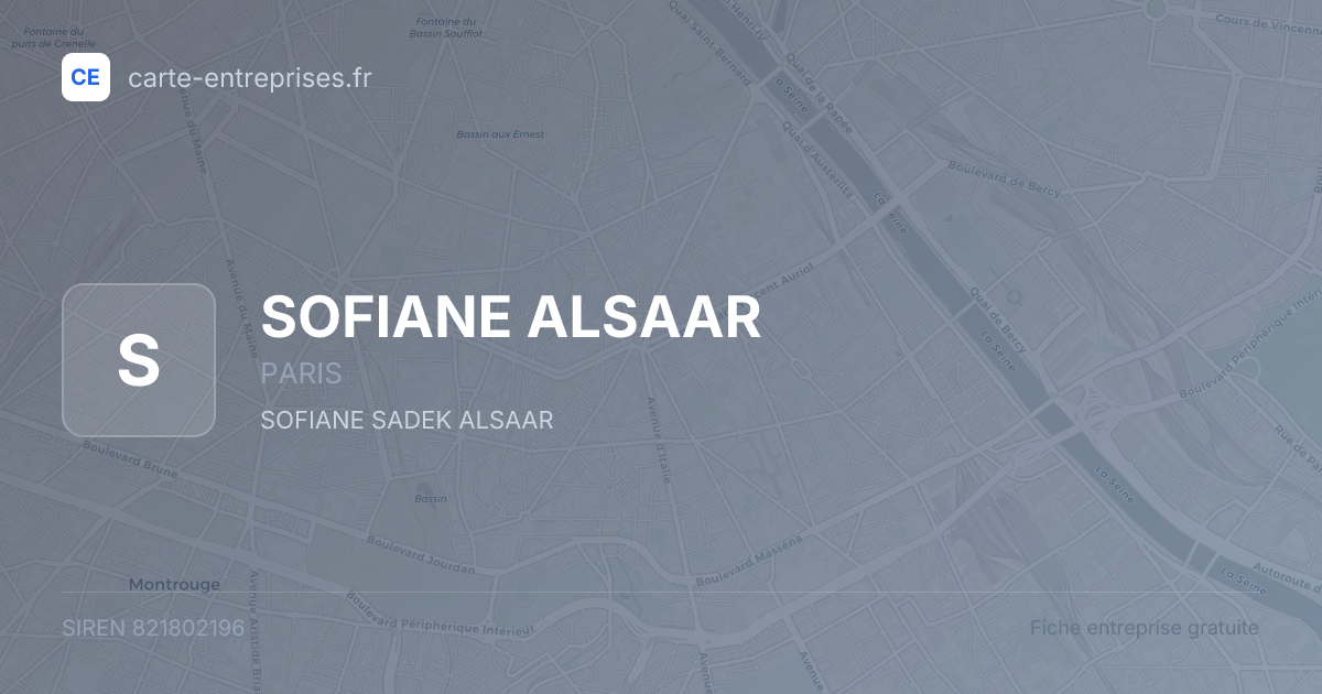 SOFIANE ALSAAR — 821802196 — fiche entreprise