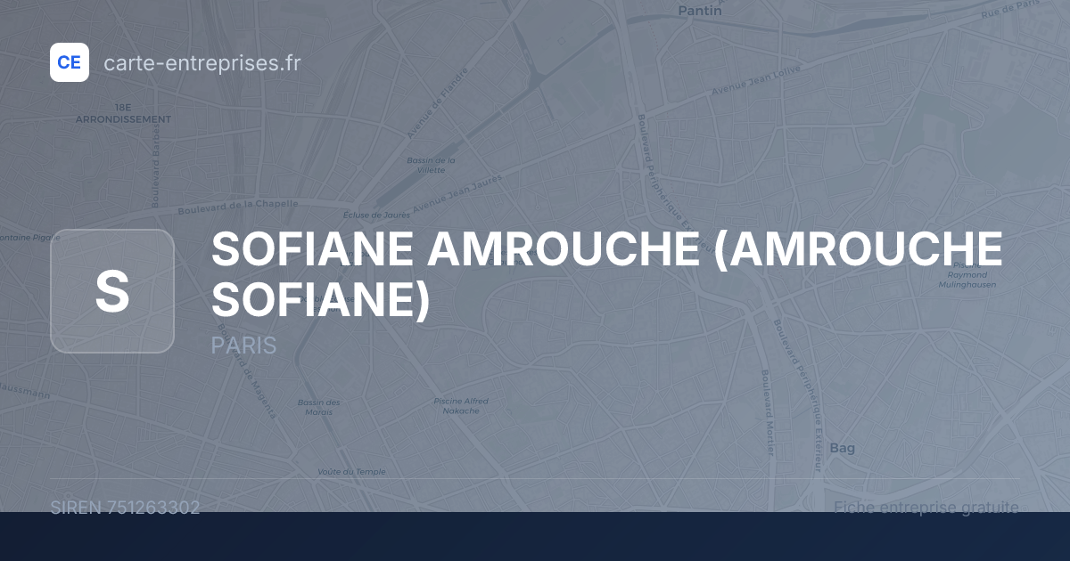 SOFIANE AMROUCHE (AMROUCHE SOFIANE) — 751263302 — fiche entreprise