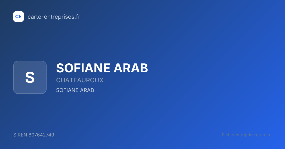 SOFIANE ARAB — 807642749 — fiche entreprise