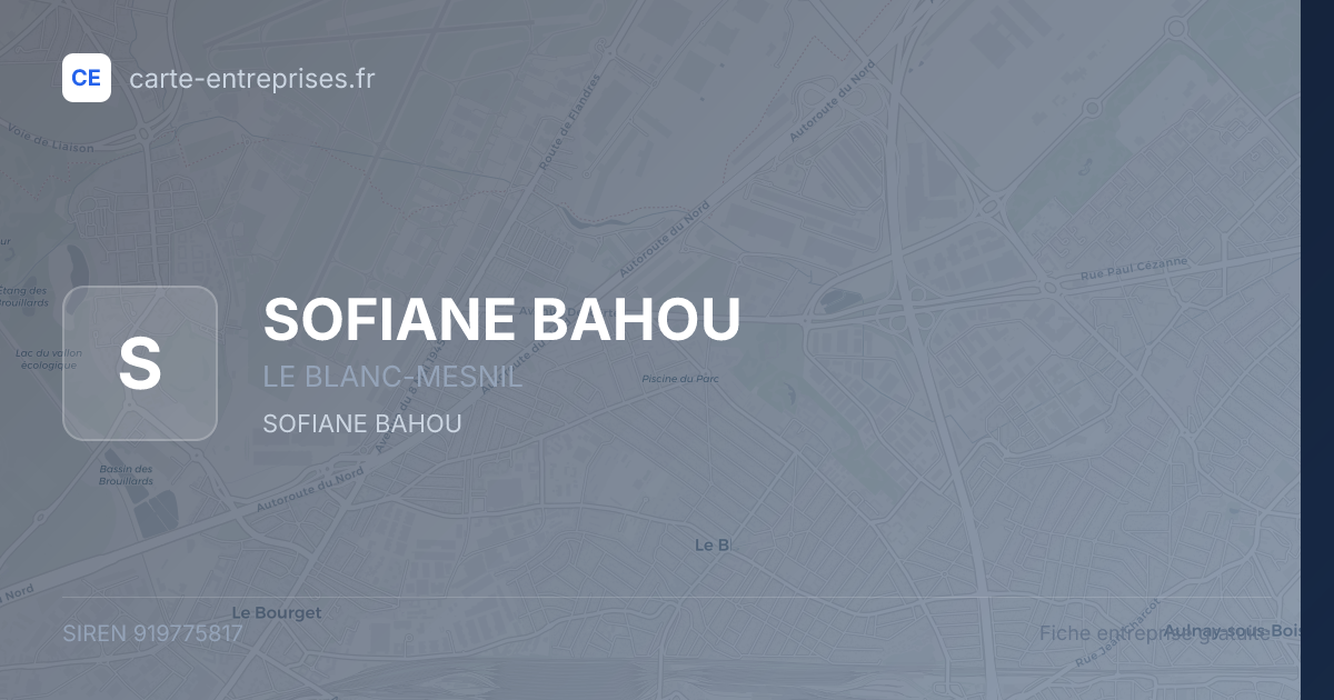 SOFIANE BAHOU — 919775817 — fiche entreprise
