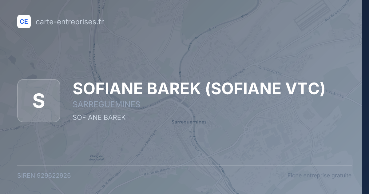 SOFIANE BAREK (SOFIANE VTC) — 929622926 — fiche entreprise