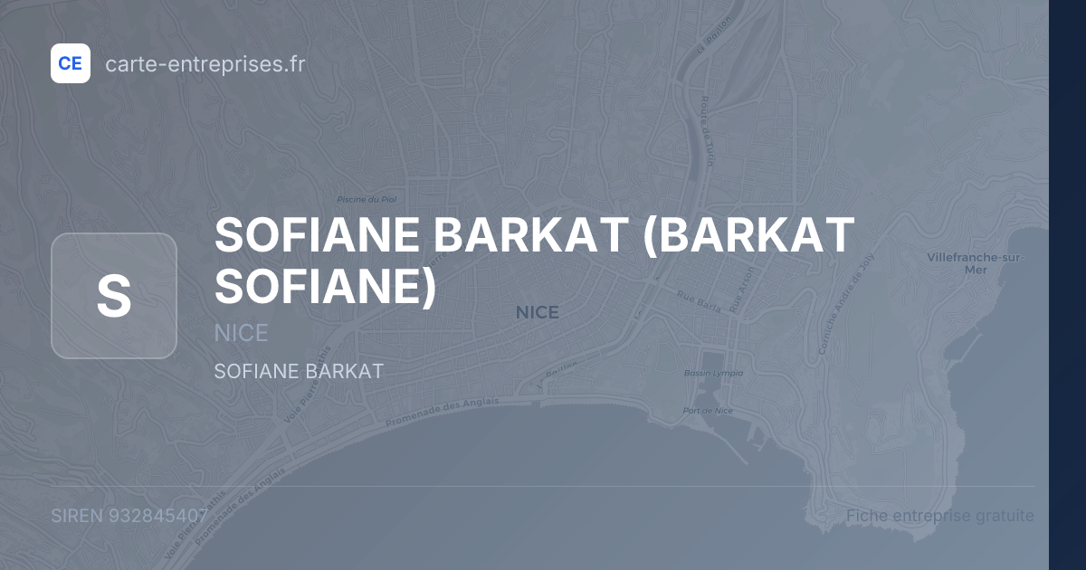 SOFIANE BARKAT (BARKAT SOFIANE) — 932845407 — fiche entreprise