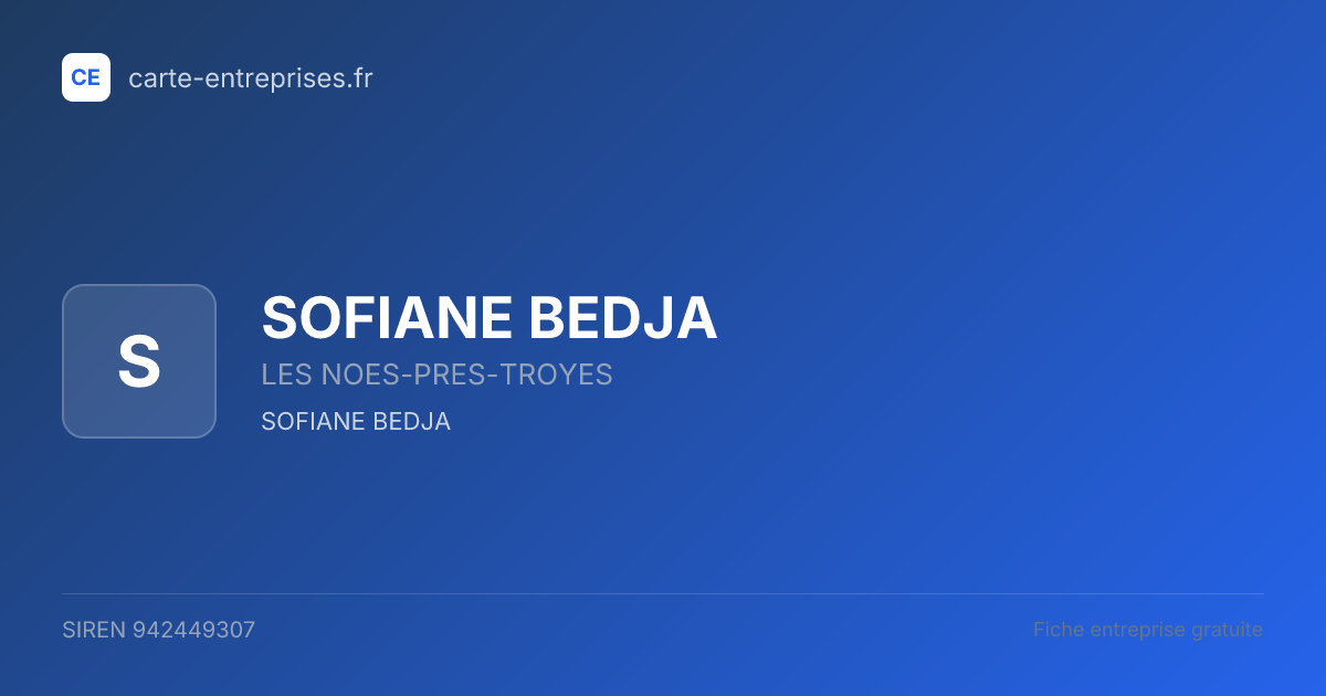 SOFIANE BEDJA — 942449307 — fiche entreprise