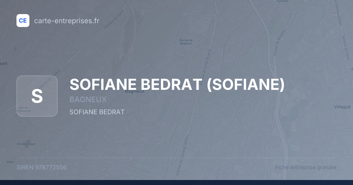 SOFIANE BEDRAT (SOFIANE) — 978772556 — fiche entreprise
