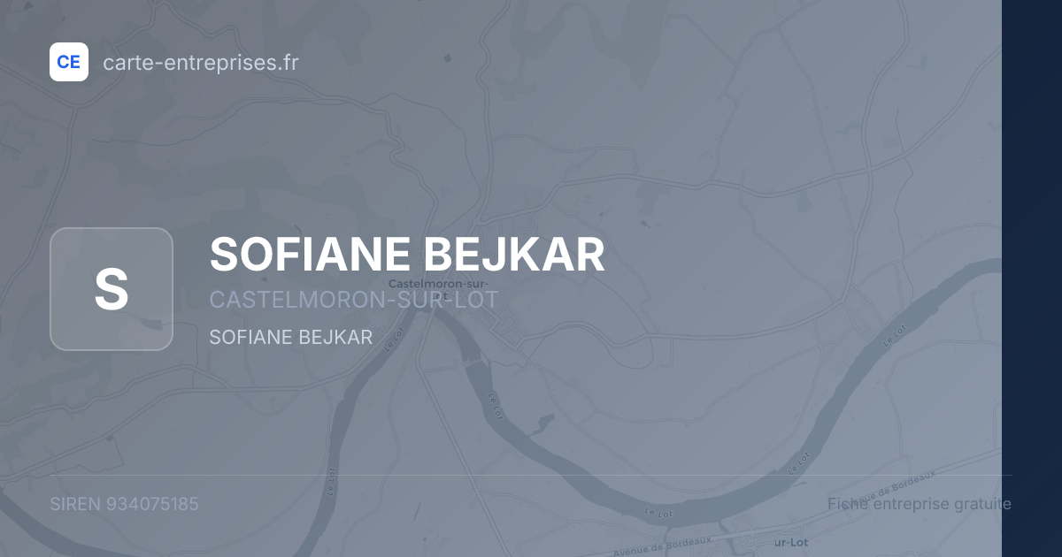 SOFIANE BEJKAR — 934075185 — fiche entreprise