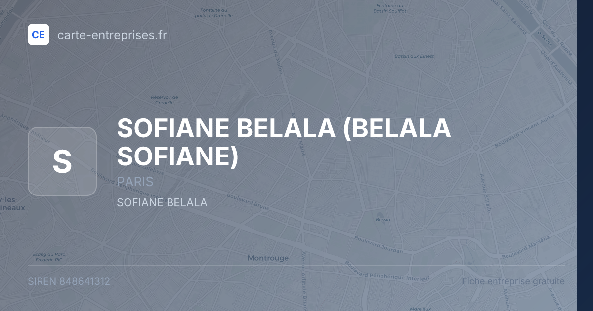 SOFIANE BELALA (BELALA SOFIANE) — 848641312 — fiche entreprise