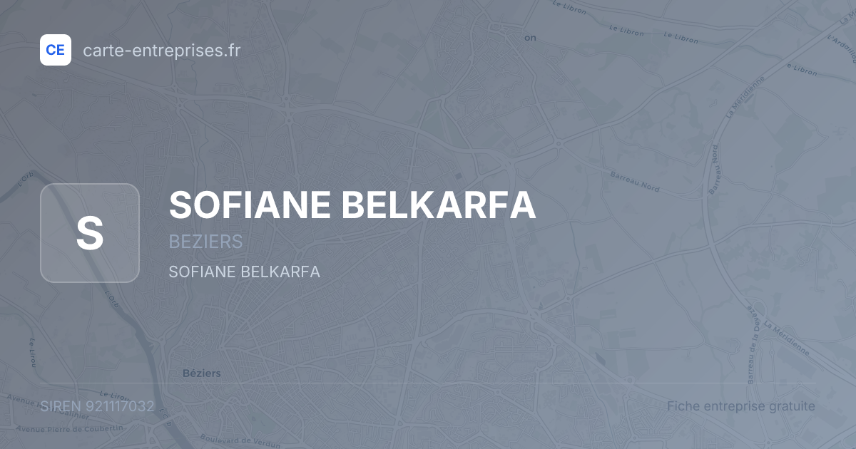 SOFIANE BELKARFA — 921117032 — fiche entreprise