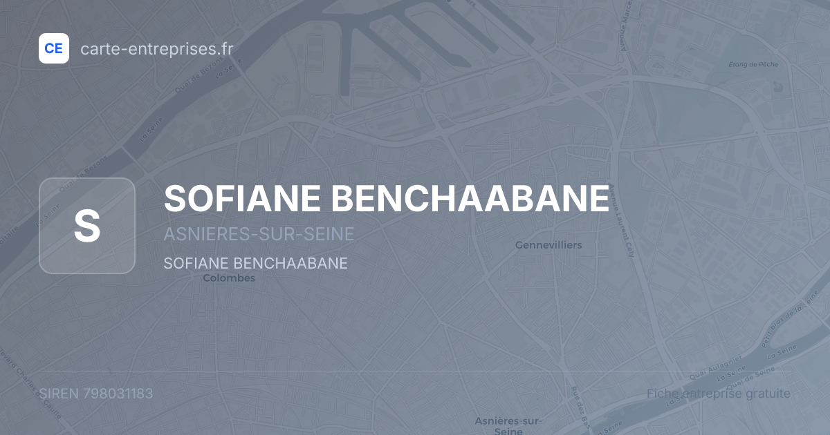 SOFIANE BENCHAABANE — 798031183 — fiche entreprise