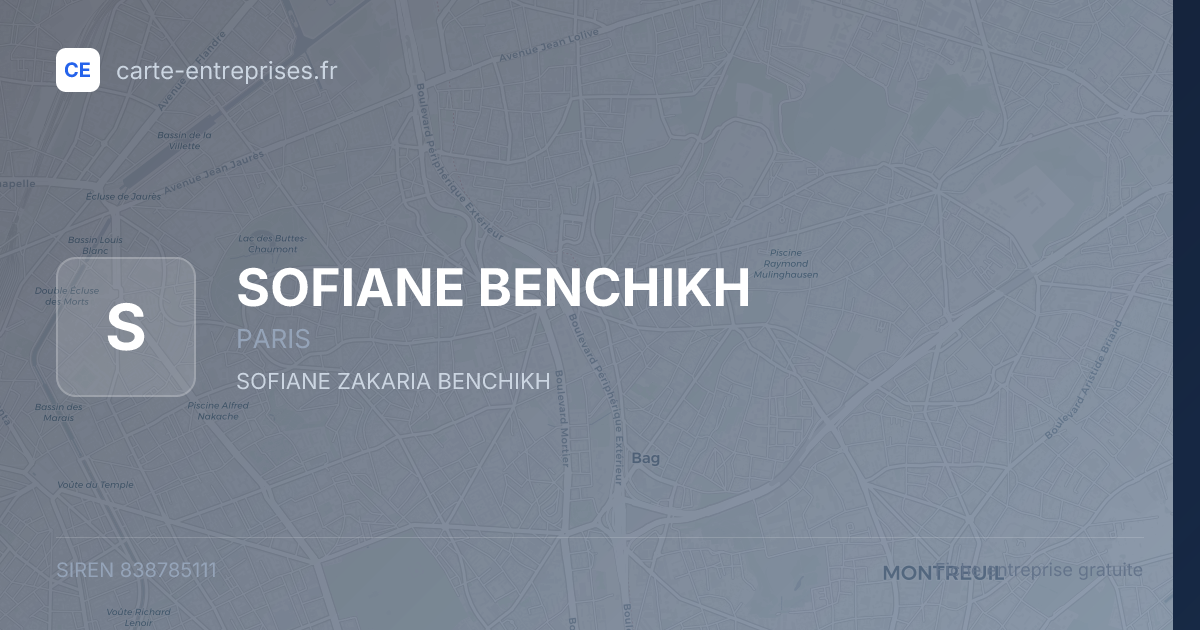 SOFIANE BENCHIKH — 838785111 — fiche entreprise