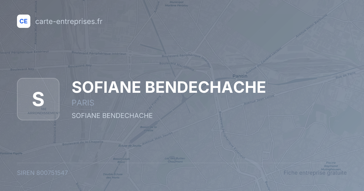 SOFIANE BENDECHACHE — 800751547 — fiche entreprise