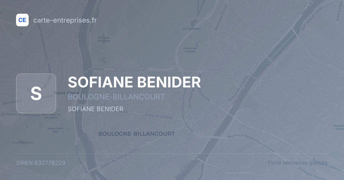 SOFIANE BENIDER — 832778229 — fiche entreprise