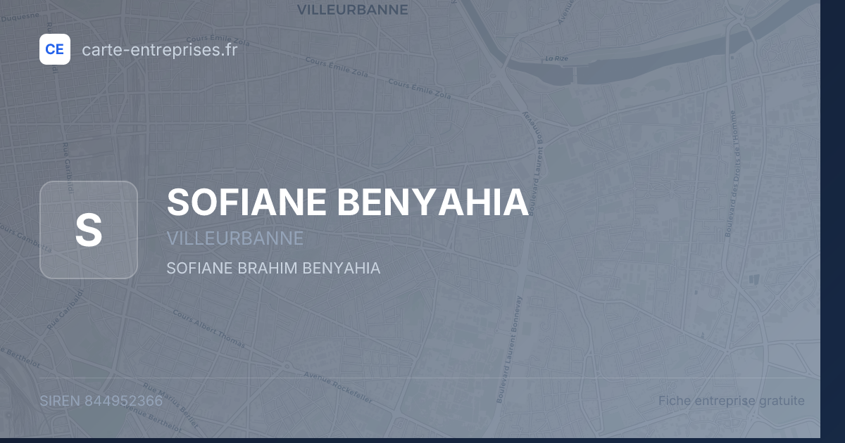 SOFIANE BENYAHIA — 844952366 — fiche entreprise