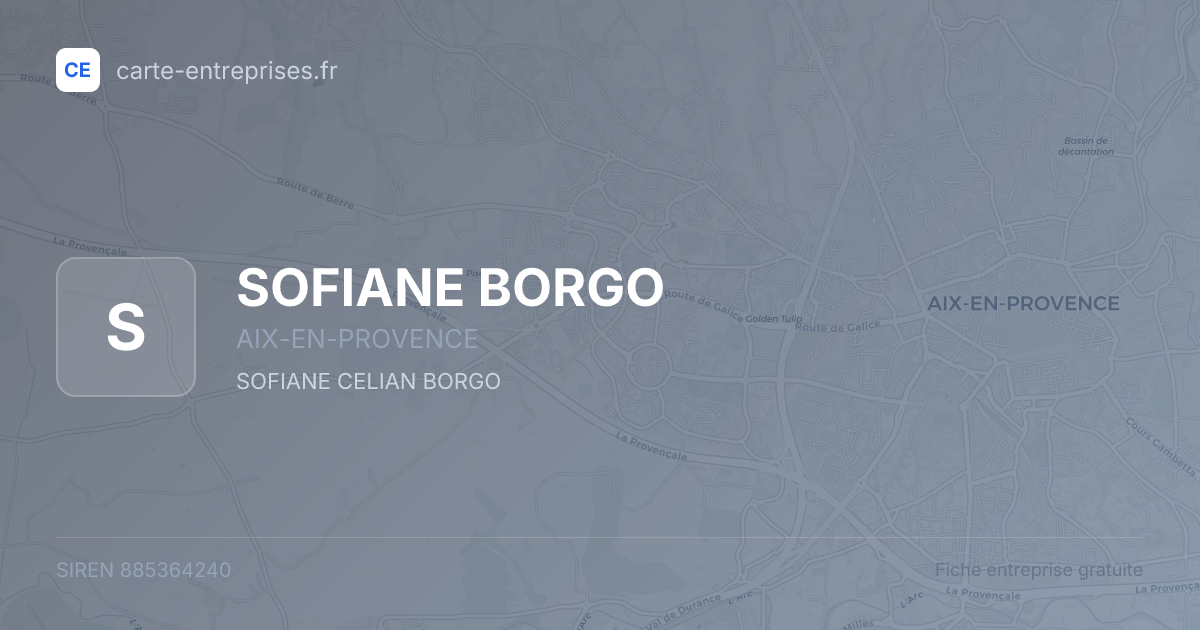 SOFIANE BORGO — 885364240 — fiche entreprise