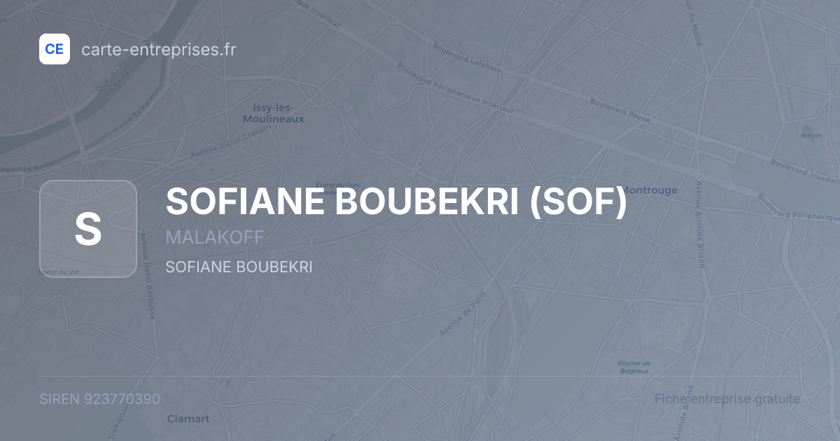 SOFIANE BOUBEKRI (SOF) — 923770390 — fiche entreprise