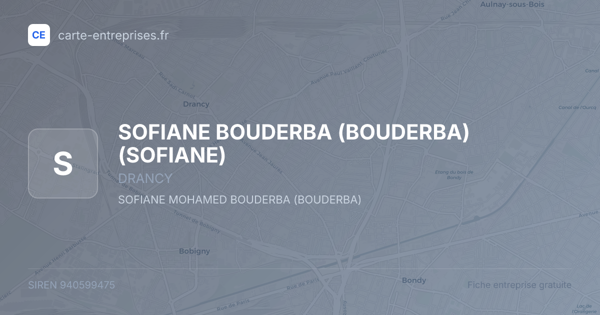 SOFIANE BOUDERBA (BOUDERBA) (SOFIANE) — 940599475 — fiche entreprise