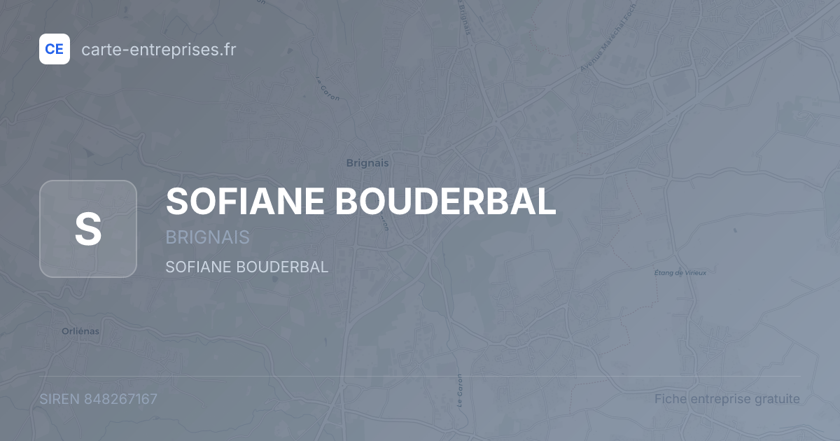 SOFIANE BOUDERBAL — 848267167 — fiche entreprise