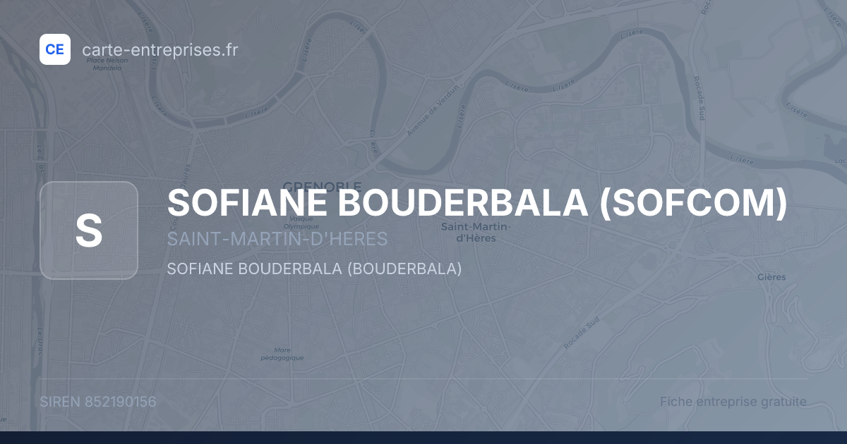 SOFIANE BOUDERBALA (SOFCOM) — 852190156 — fiche entreprise